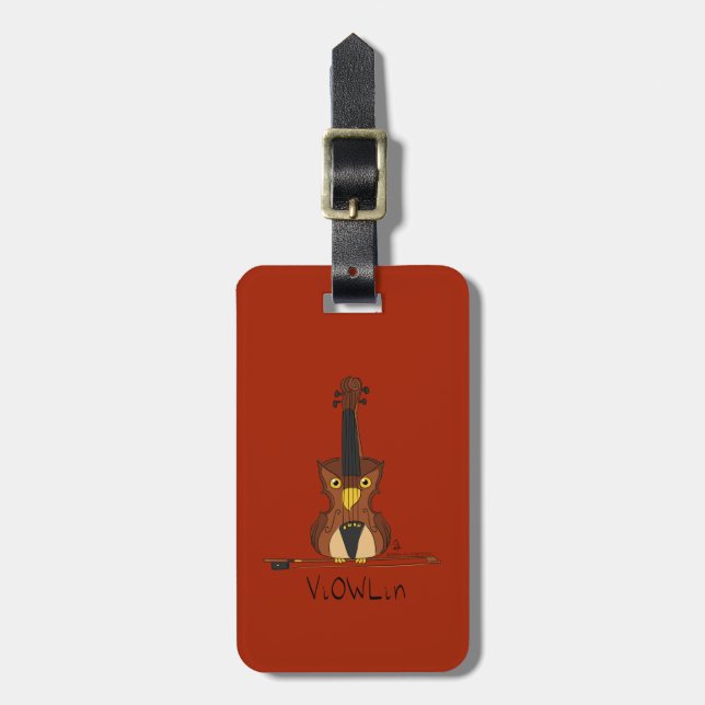Violin Owl Niedlich Music Kids Lehrer Gepäckanhänger (Vorderseite vertikal)