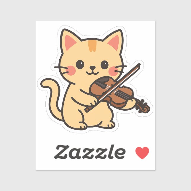 Violin Playing Cat Design Aufkleber (Blatt)
