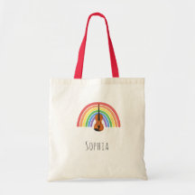 Violin Rainbow Music Lesson Kinder Name Tote Tag