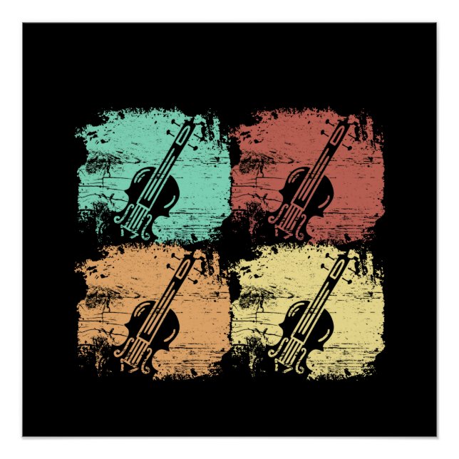 Violin Retro Poster (Vorderseite)
