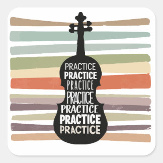 violin retro quadratischer aufkleber