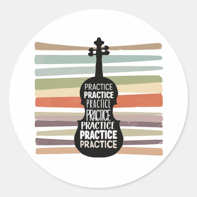 violin retro runder aufkleber (Vorderseite)