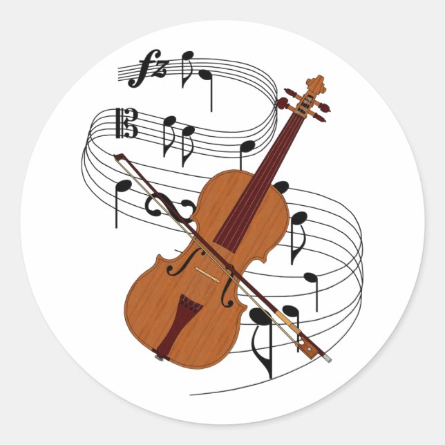 Violin Runder Aufkleber (Vorderseite)