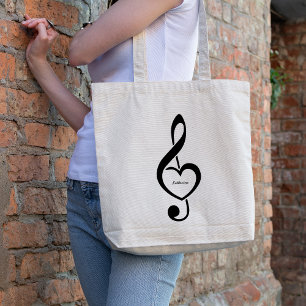 Violin-Schlüssel-Herz Noten Personalized Tragetasche