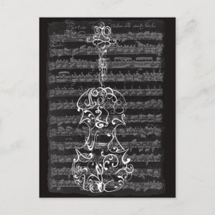 Violin Scrawl auf Bach Manuskript Postkarte