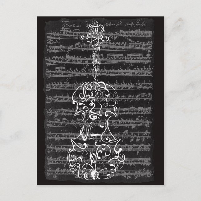 Violin Scrawl auf Bach Manuskript Postkarte (Vorderseite)