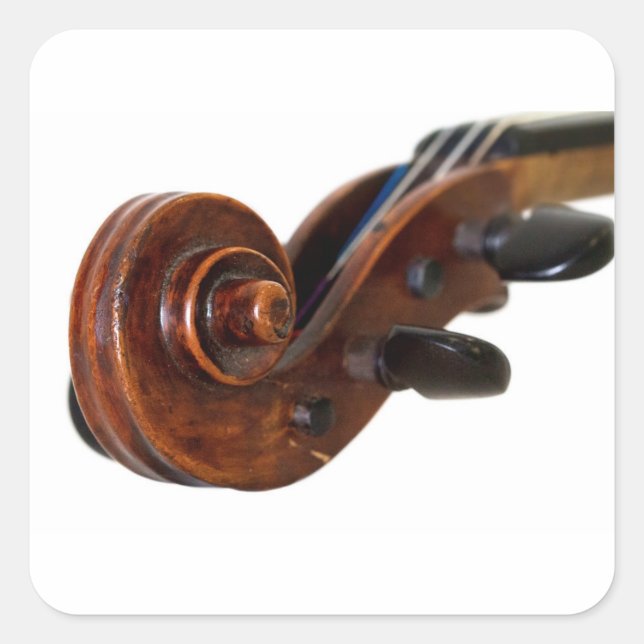 Violin Scroll Quadratischer Aufkleber (Vorderseite)