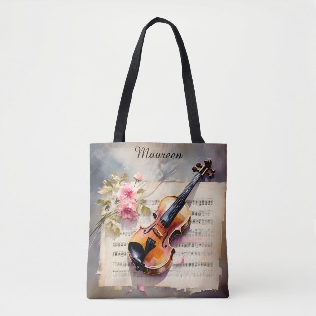 Violin Sheet Music and Flower Tasche (Vorderseite)