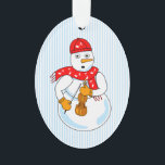 Violin Snowman Ornament<br><div class="desc">Ein Schneemann, der einen Schal mit Musiknote trägt und eine Geige hält, ist ein lustiges Wintermusikdesign für Streichmusiker an Geburtstagen, Weihnachten und Winterferien.</div>