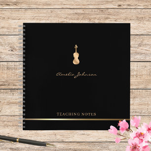 Violin Teacher Stilvolle Script Music Gold Black Notizbuch