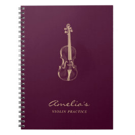 Violin Teacher Student Elegantes Script Burgundy Notizblock