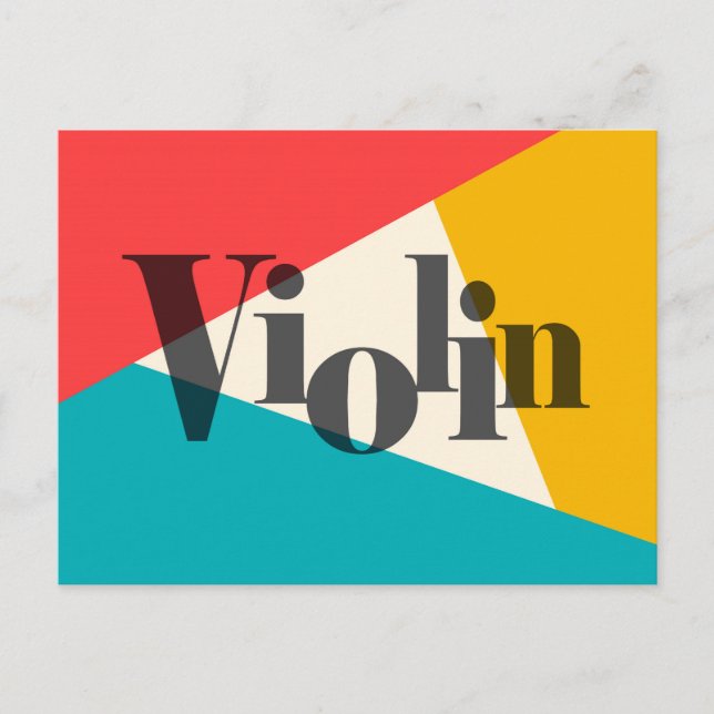 Violin Tri Colour - Türkis Coral Gold Postkarte (Vorderseite)