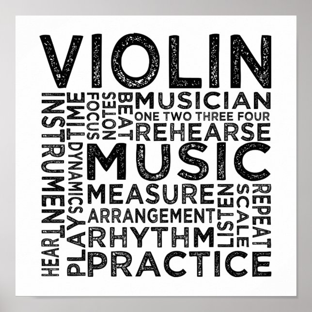 Violin Typografie Poster (Vorne)