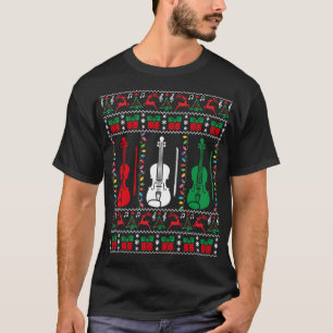 Violin Ugly Weihnachts Sweater Violinist Xmas Fami T-Shirt