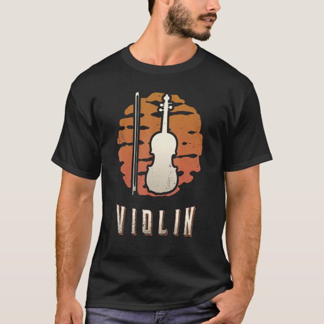 Violin Vintage Retro Classic Sunset Music T-Shirt (Vorderseite)