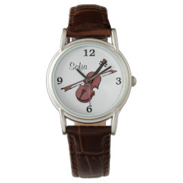 Violin Viola Music Name Monogram White Face Watch Armbanduhr