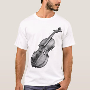 Violin-Zeichnung Schwarz-Weiß-Skizze T-Shirt