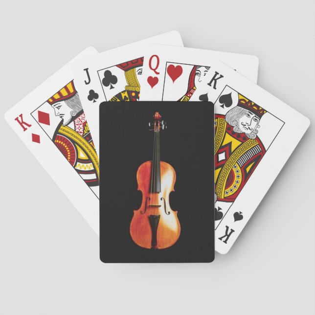 Violine auf Holzkohlen-Hintergrund Spielkarten (Rückseite)