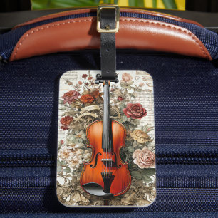 Violine Beauty, von Blumen verzierte künstliche In Gepäckanhänger