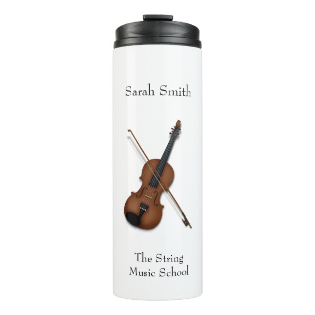 Violine & Bow Illustration Custom Classical Music Thermosbecher (Vorderseite)