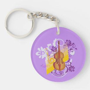 Violine floraler Swirl Lila 2-seitiger Schlüsselan Schlüsselanhänger