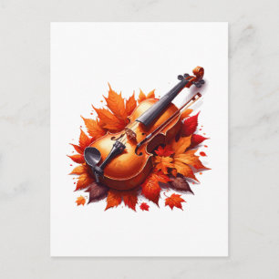 Violine im Bett aus Blättern Postkarte