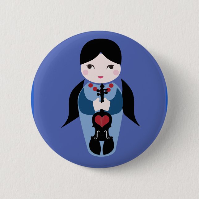 Violine Kokeshi Knopf Button (Vorderseite)