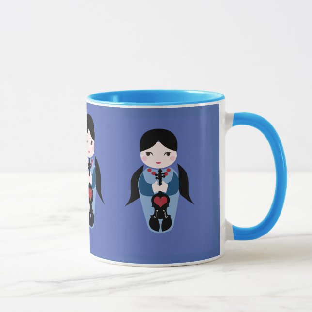Violine Kokeshi Puppen-Kaffee-Tasse Tasse (Rechts)