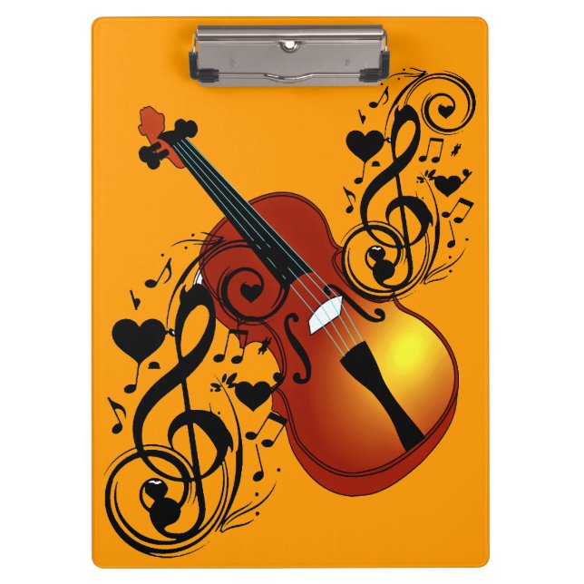 Violine, Lover im Heart_ Notebook Klemmbrett (Vorderseite)