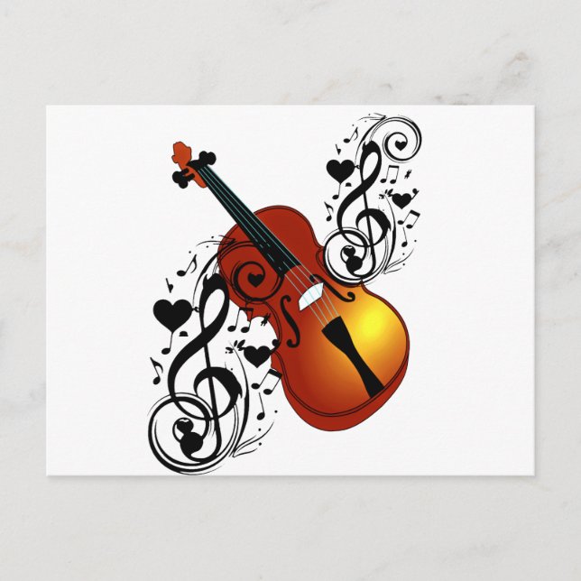 Violine, Lover im Herzen_ Postkarte (Vorderseite)