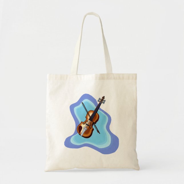 Violine mit blauem Hintergrundgraphikbild Tragetasche (Vorne)