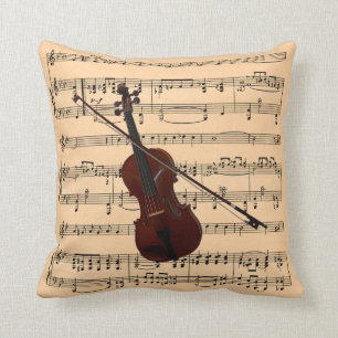 Violine mit Notenen-Hintergrund ~ Musical Instr Kissen