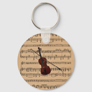 Violine mit Notenen-Hintergrund Schlüsselanhänger