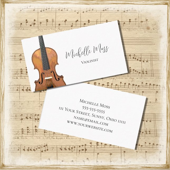 Violine Music Teacher Violinist Elegant Visitenkarte (Von Creator hochgeladen)