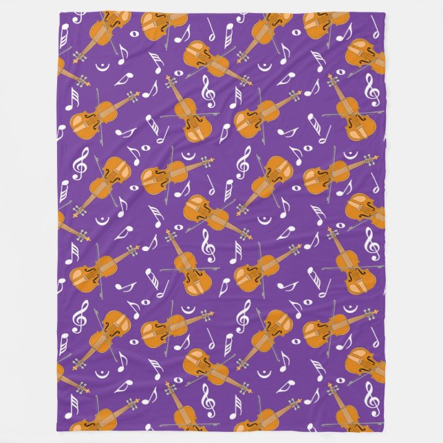 Violine Musiknoten Fleecedecke (Vorderseite)
