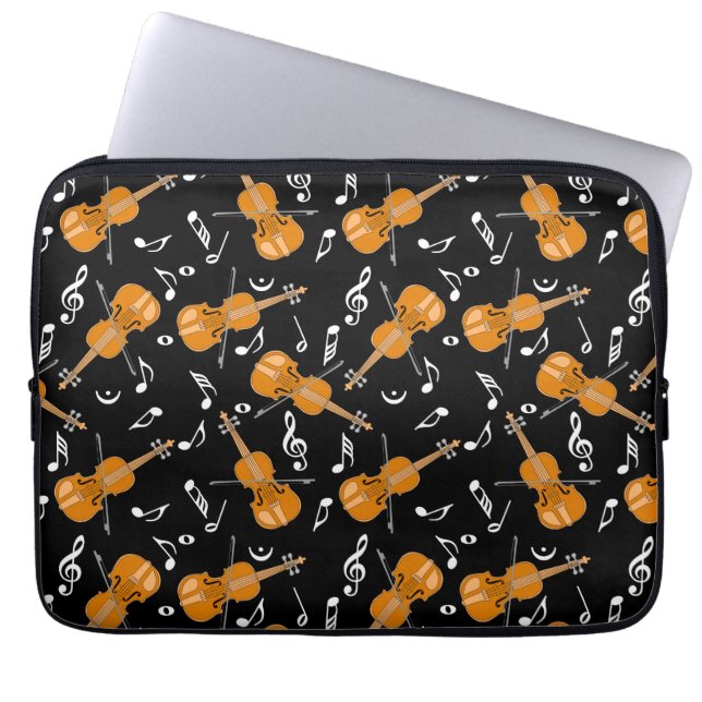 Violine Musiknoten Laptopschutzhülle (Vorderseite)