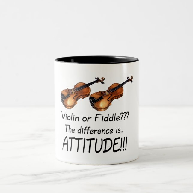 Violine oder Geige??? Zweifarbige Tasse (Mittel)
