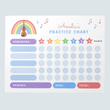 Violine Practice Musiknoten Rainbow Rewards Chart
