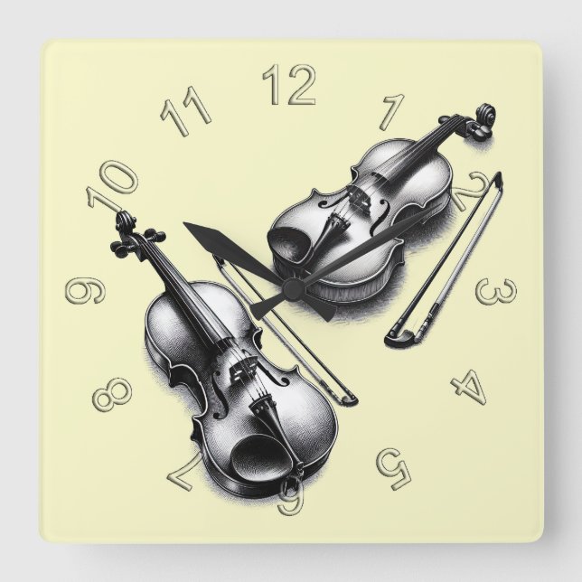 Violine Quadratische Wanduhr (Vorderseite)