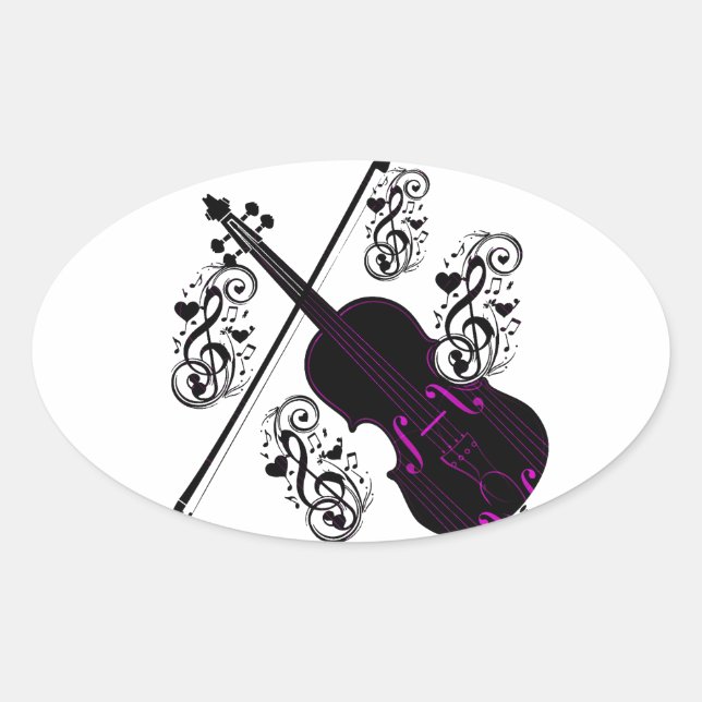 Violine, Rocking-Liebe_ Ovaler Aufkleber (Vorderseite)