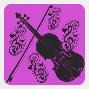 Violine, Rocking-Liebe_ Quadratischer Aufkleber