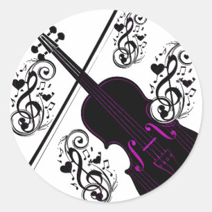 Violine, Rocking-Liebe_ Runder Aufkleber