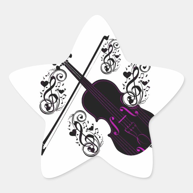 Violine, Rocking-Liebe_ Stern-Aufkleber (Vorderseite)