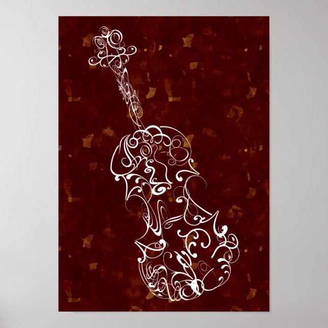 Violine Scrawl White auf Deep Red Large Speckles Poster (Vorne)