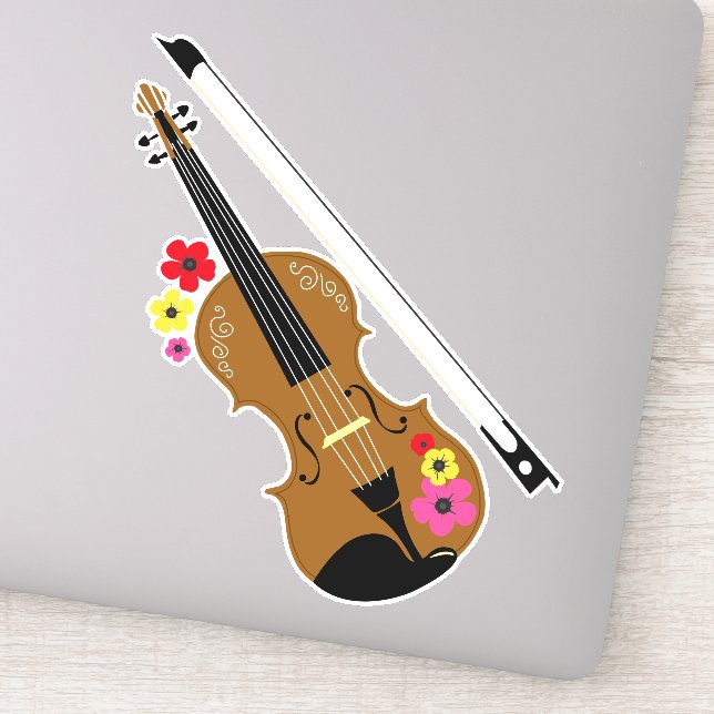 Violine und Blume, Hübsch Violinist Aufkleber (Detail)