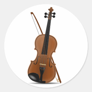 Violine und Bow Runder Aufkleber