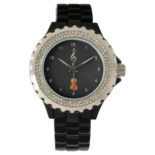Violine und dreifacher Clef-Uhr Armbanduhr