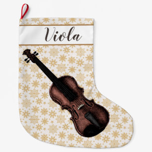 Violine und Schneeflocken Großer Weihnachtsstrumpf