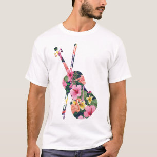 Violine Violinist Tropische Blume Violine Tropical T-Shirt