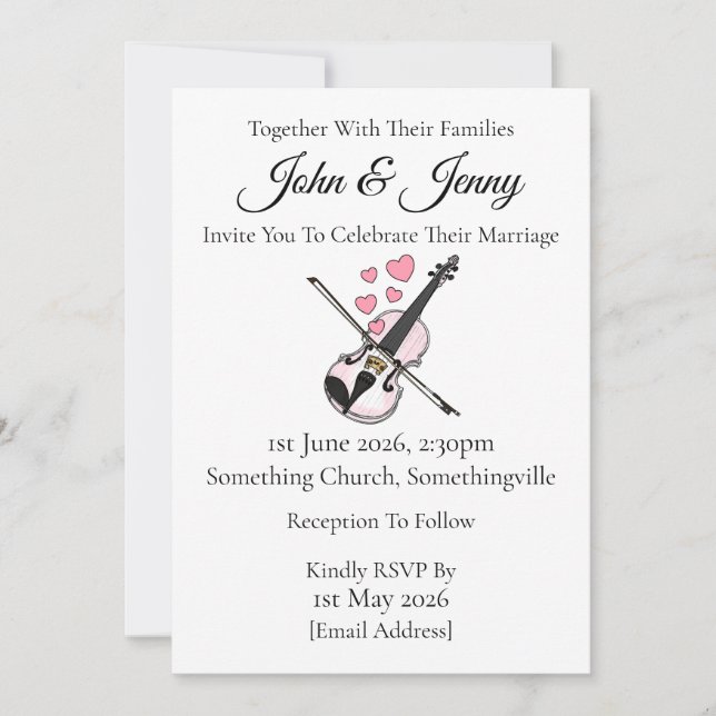 Violine Wedding Einladung Violinist Musicians (Vorderseite)